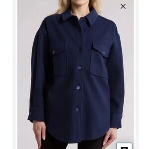 NWT Good American Longline Shacket in Ink Blue SZ 00/0